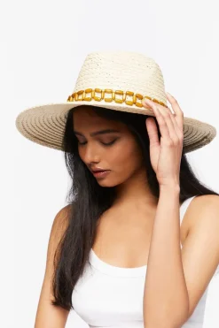 Beaded-Trim Panama Hat