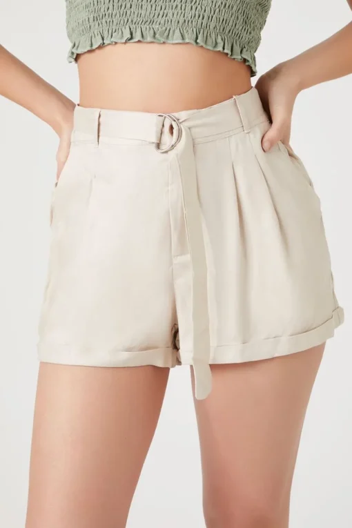 Belted High-Rise Shorts