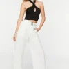 Belted High-Rise Wide-Leg Trousers