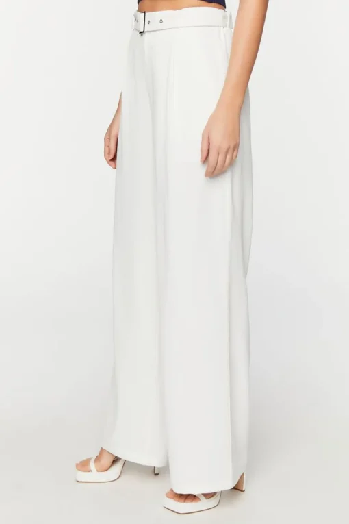 Belted High-Rise Wide-Leg Trousers