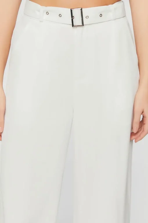 Belted High-Rise Wide-Leg Trousers