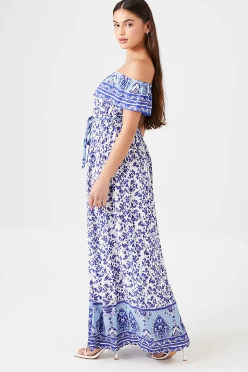 Belted Off-The-Shoulder Maxi Dress