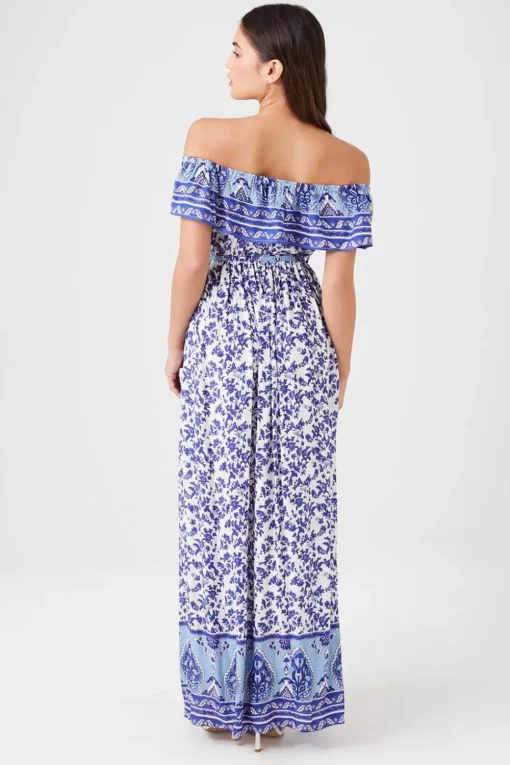 Belted Off-The-Shoulder Maxi Dress