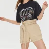 Belted Paperbag Twill Shorts