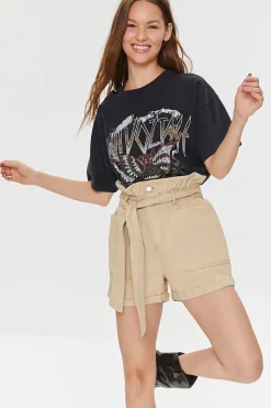Belted Paperbag Twill Shorts