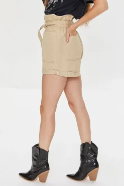 Belted Paperbag Twill Shorts