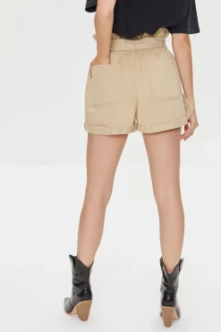 Belted Paperbag Twill Shorts