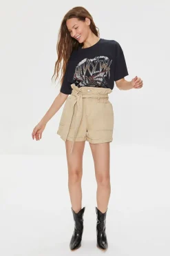Belted Paperbag Twill Shorts