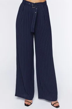Belted Pinstripe Trousers