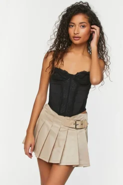 Belted Pleated Mini Skirt