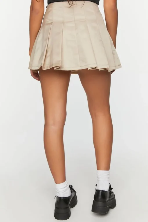 Belted Pleated Mini Skirt