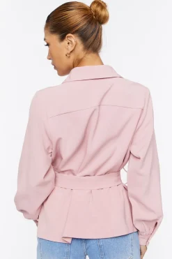 Belted Shawl Lapel Shacket
