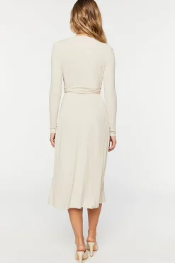 Belted Surplice Midi Dress