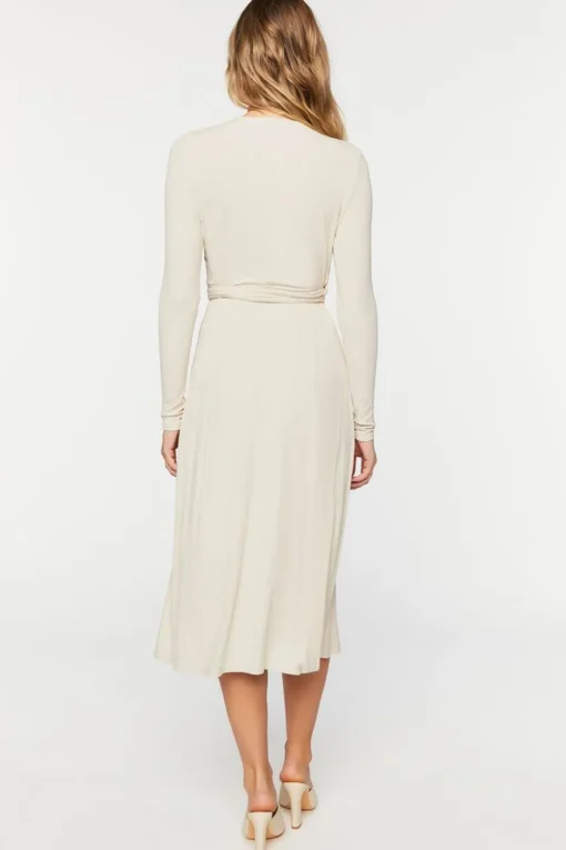 Belted Surplice Midi Dress