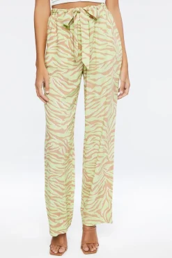 Belted Zebra Print High-Rise Pants