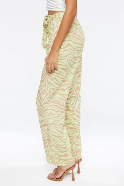 Belted Zebra Print High-Rise Pants