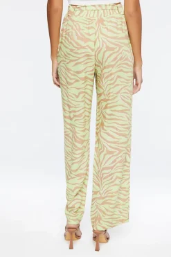Belted Zebra Print High-Rise Pants