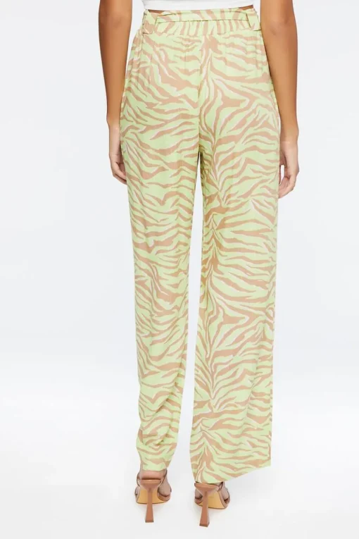 Belted Zebra Print High-Rise Pants