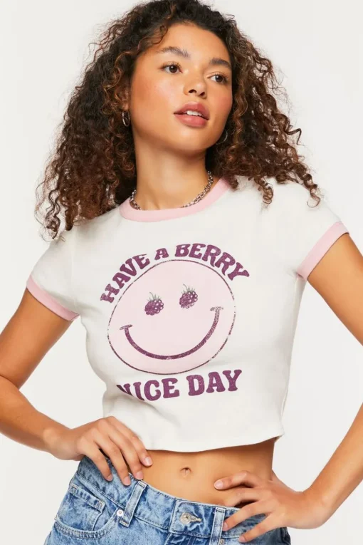 Berry Nice Day Graphic Ringer Tee