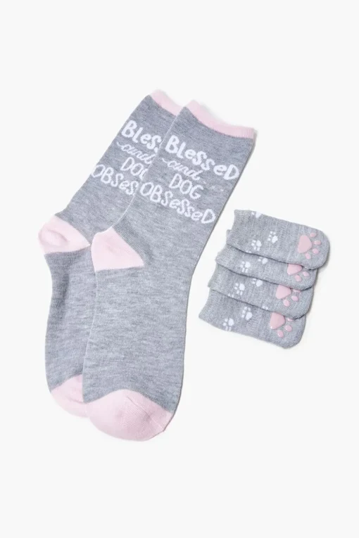 Blessed Graphic Crew & Dog Socks Set