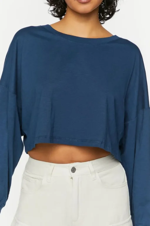 Boxy Long-Sleeve Cropped Tee