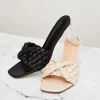 Braided Faux Leather Lucite Heels