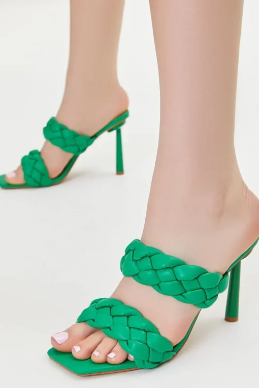 Braided Open-Toe Stiletto Heels
