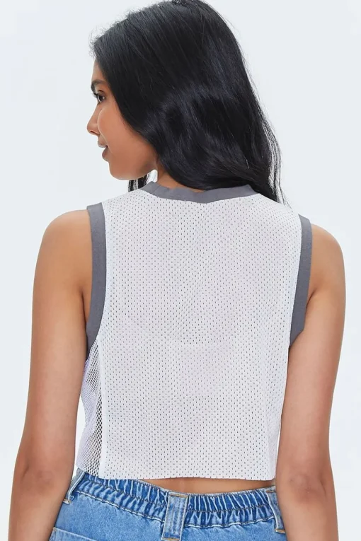 Brooklyn Graphic Mesh Jersey Crop Top
