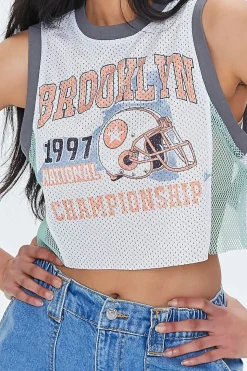 Brooklyn Graphic Mesh Jersey Crop Top