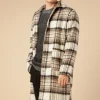 Brushed Plaid Longline Coat