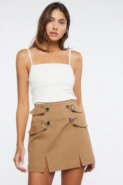 Buckled M-Slit Mini Skirt