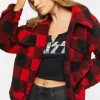 Buffalo Plaid Faux Shearling Coat