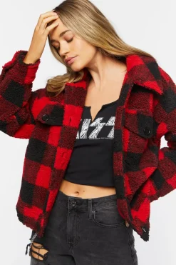 Buffalo Plaid Faux Shearling Coat