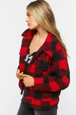 Buffalo Plaid Faux Shearling Coat