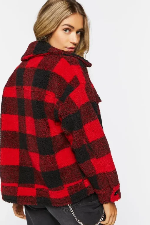 Buffalo Plaid Faux Shearling Coat