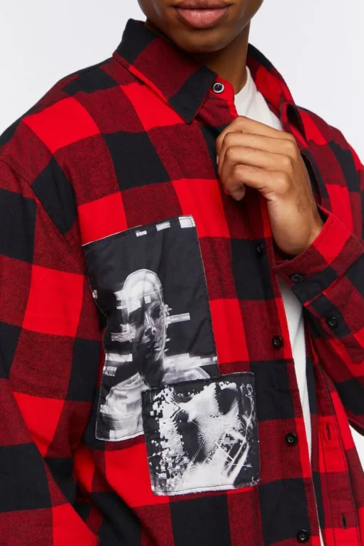 Buffalo Plaid Frayed Patch Shirt
