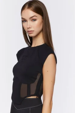 Bustier Embroidered Butterfly Crop Top