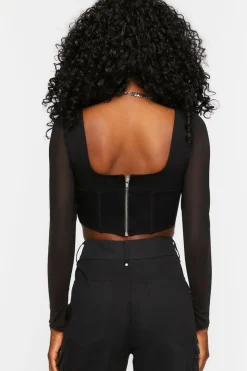 Bustier Long-Sleeve Crop Top