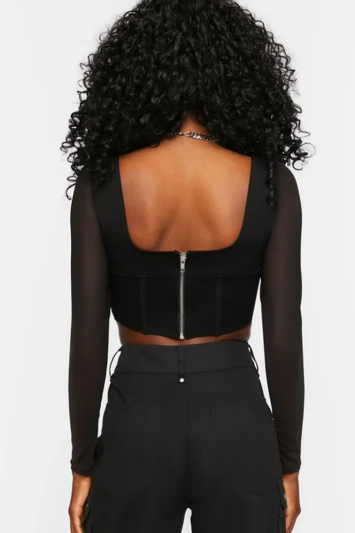 Bustier Long-Sleeve Crop Top