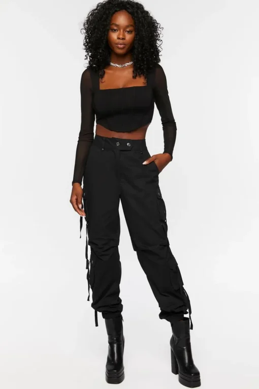 Bustier Long-Sleeve Crop Top
