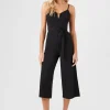Bustier Split-Neck Tie Jumpsuit