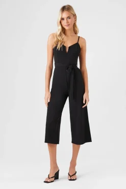 Bustier Split-Neck Tie Jumpsuit