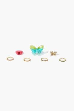 Butterfly & Cocktail Ring Set