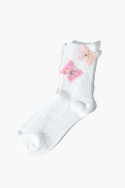 Butterfly Applique Crew Socks