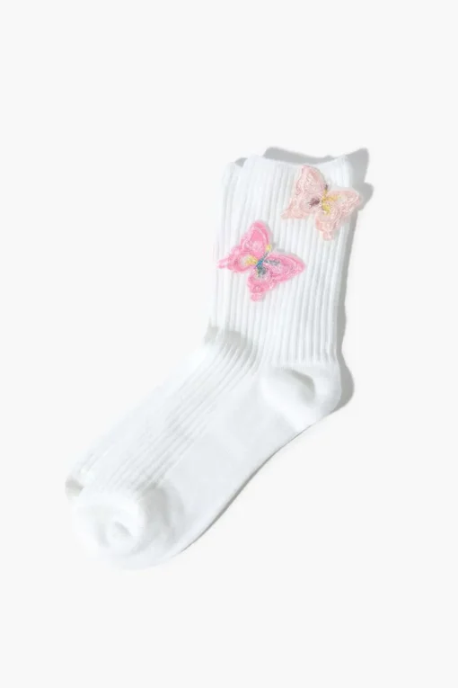 Butterfly Applique Crew Socks