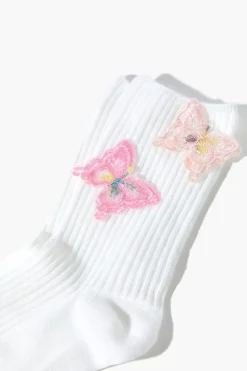 Butterfly Applique Crew Socks