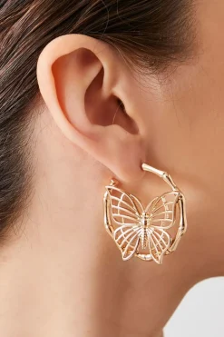 Butterfly Bamboo Hoop Earrings