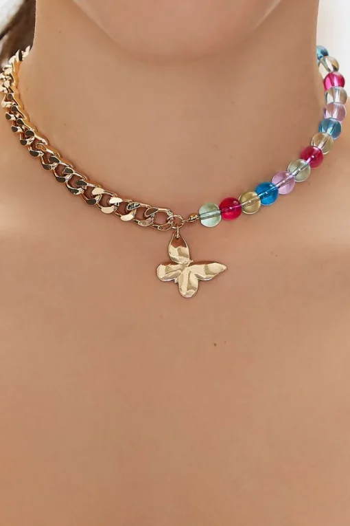 Butterfly Beaded Choker Necklace