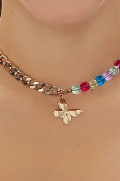 Butterfly Beaded Choker Necklace