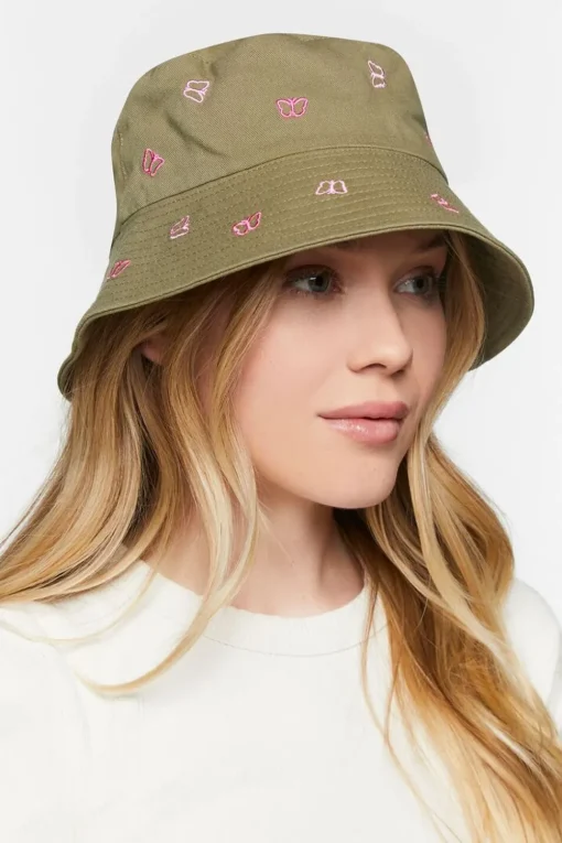 Butterfly Embroidered Bucket Hat